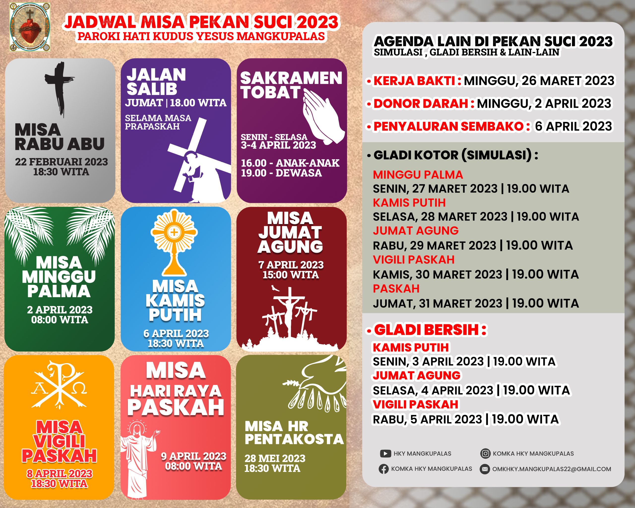 Agenda Prapaska-Paska tahun 2023 Paroki Hati Kudus Yesus Mangkupalas