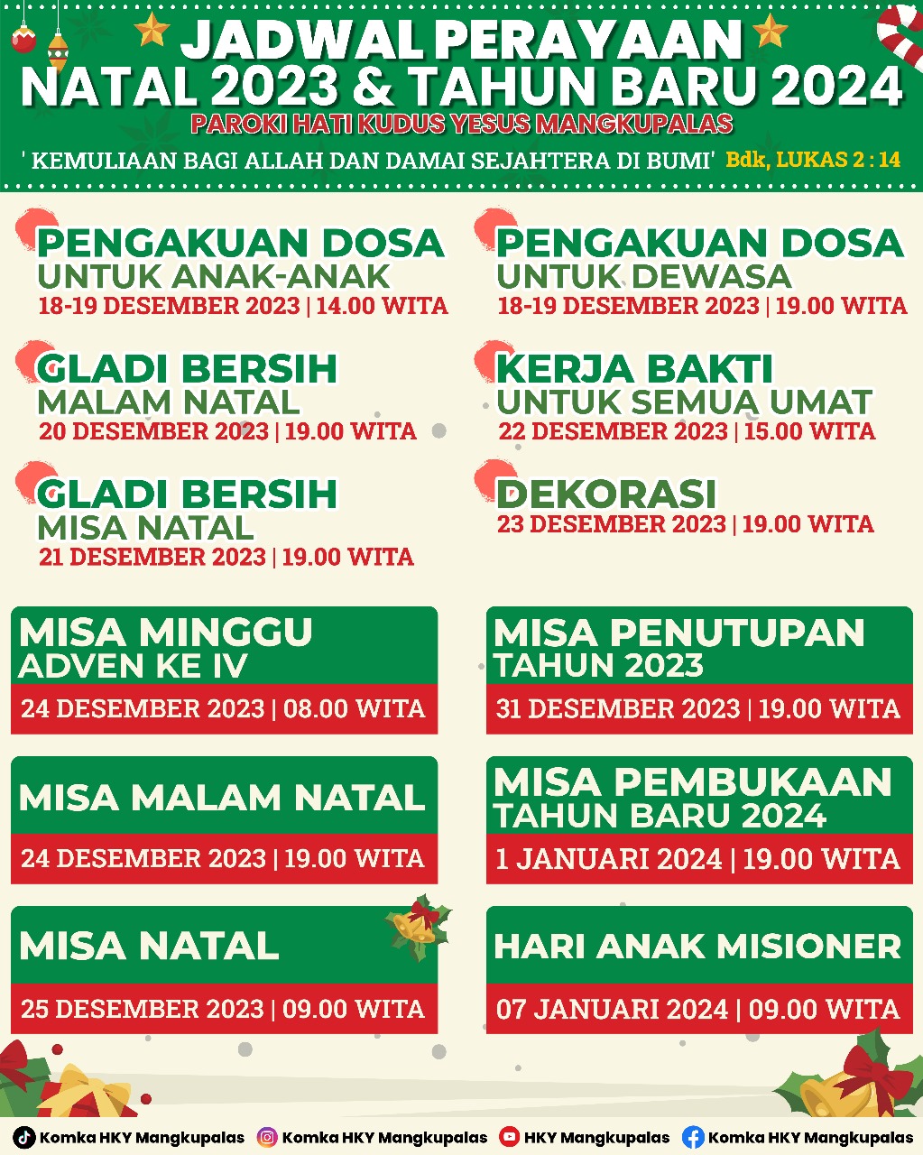 Jadwal Kegiatan Natal 2023 dan Tahun Baru 2024